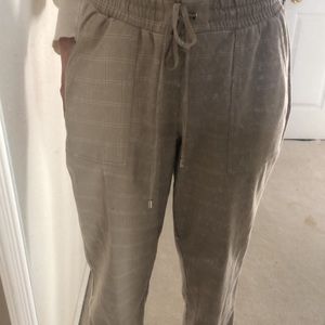 khaki plaid business joggers